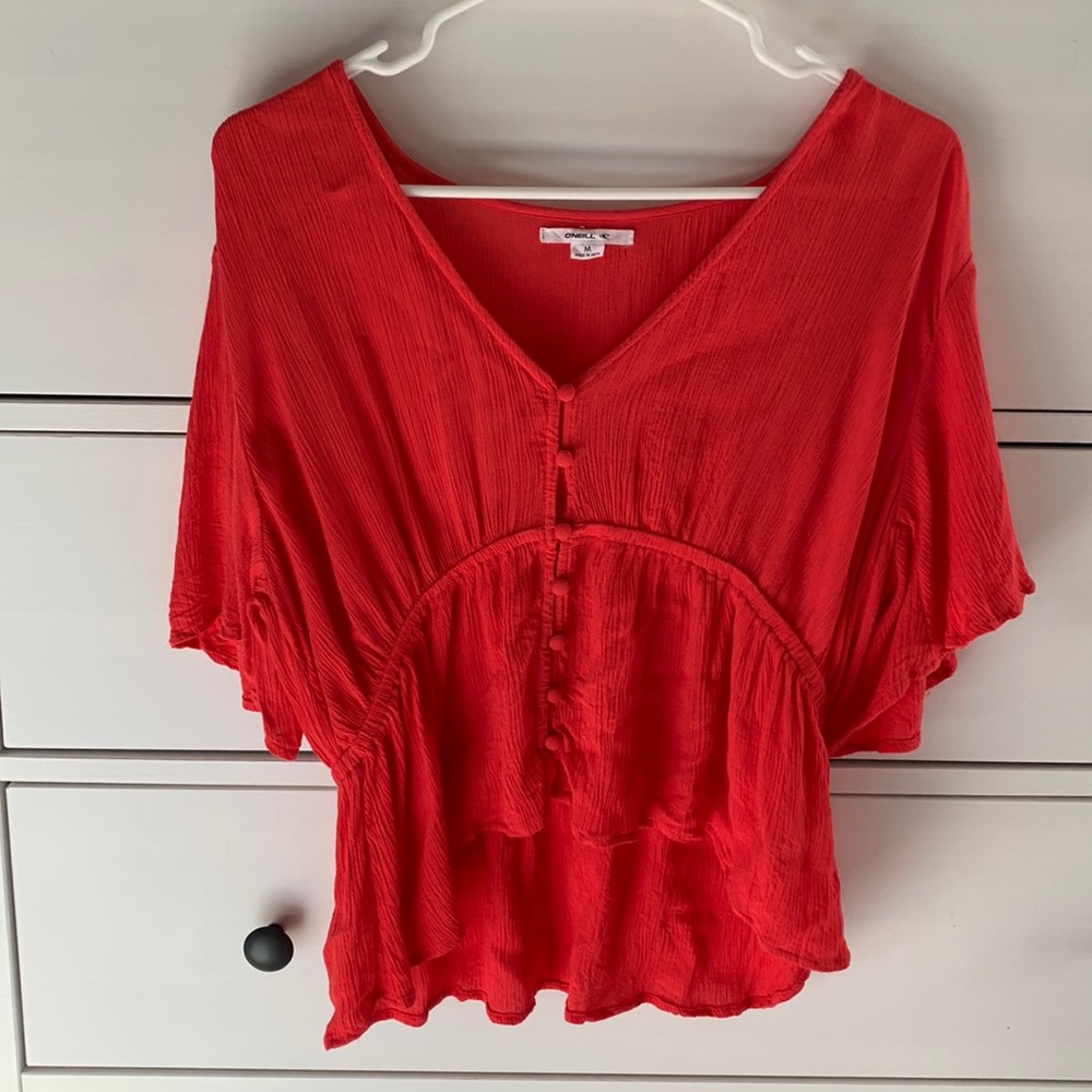 O’Neill hot pink button up blouse
